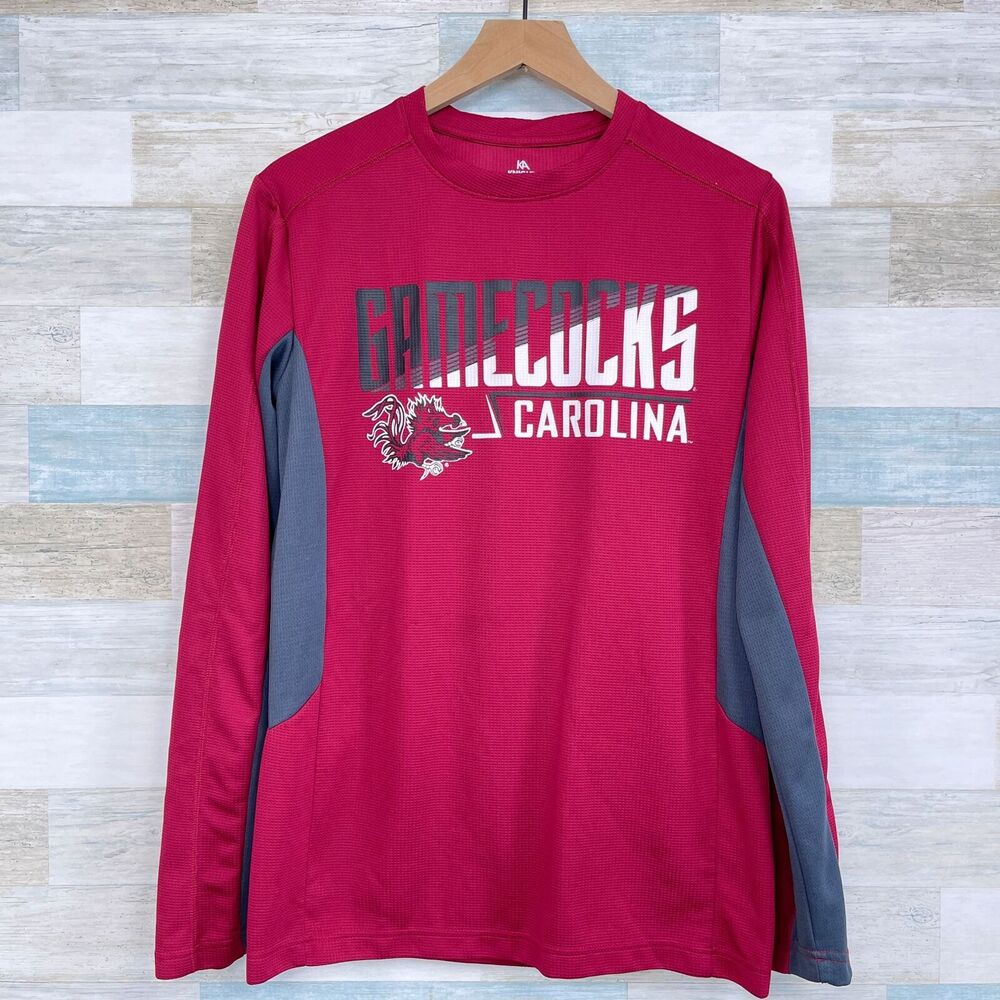 South Carolina Gamecocks Graphic Thermal Shirt Red Gray Waffle Knit Mens Medium